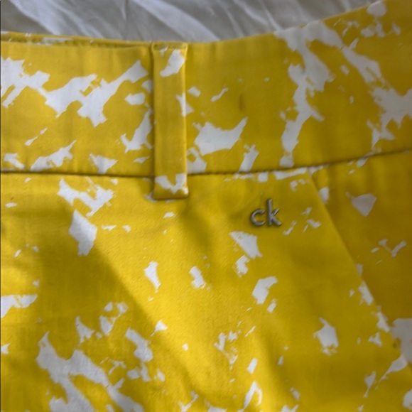 Calvin Klein Yellow High Waist Shorts with Floral Pattern - Picture 2 of 6